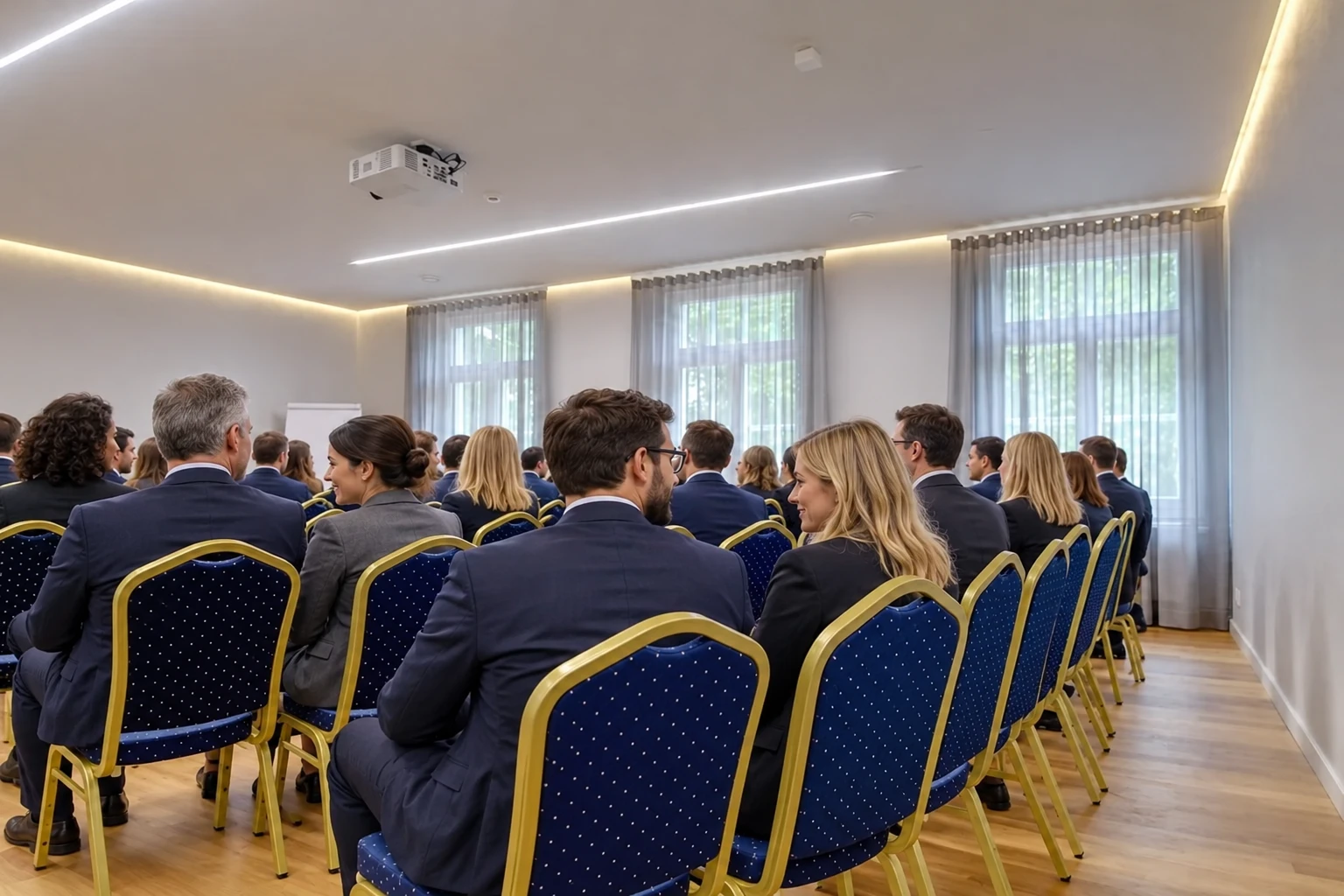Semināru zāle ar dalībniekiem seminārā